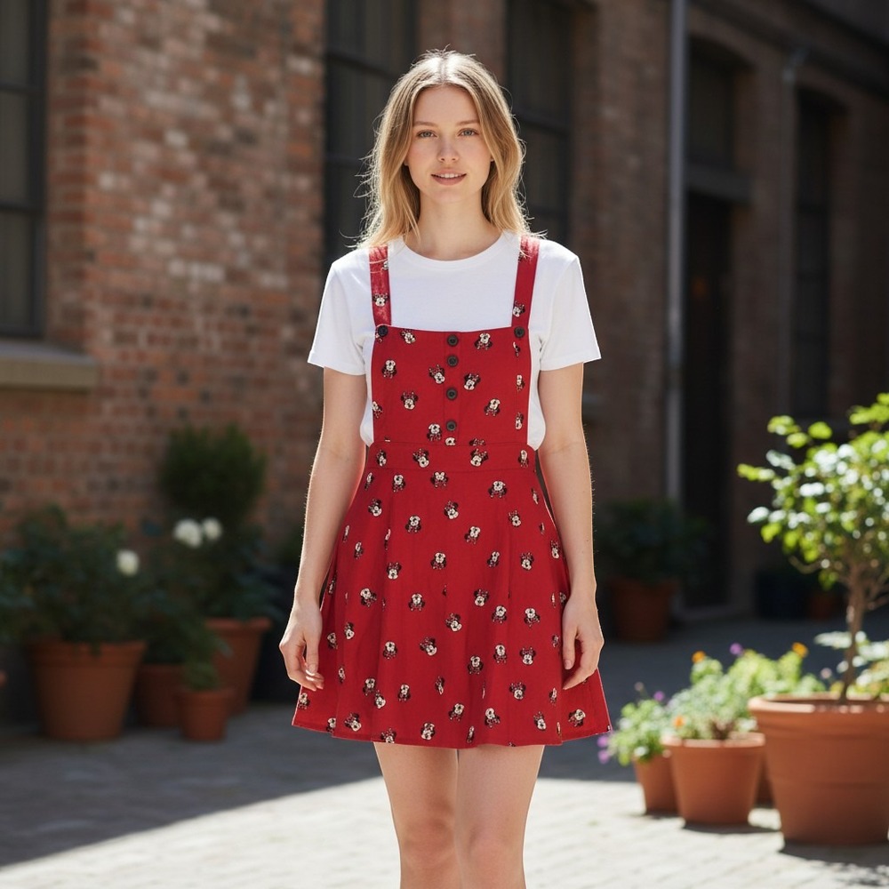 Torrid Disney Minnie Mouse Challis Skirtall Womens 0 Red Button Front Skirt NWT
